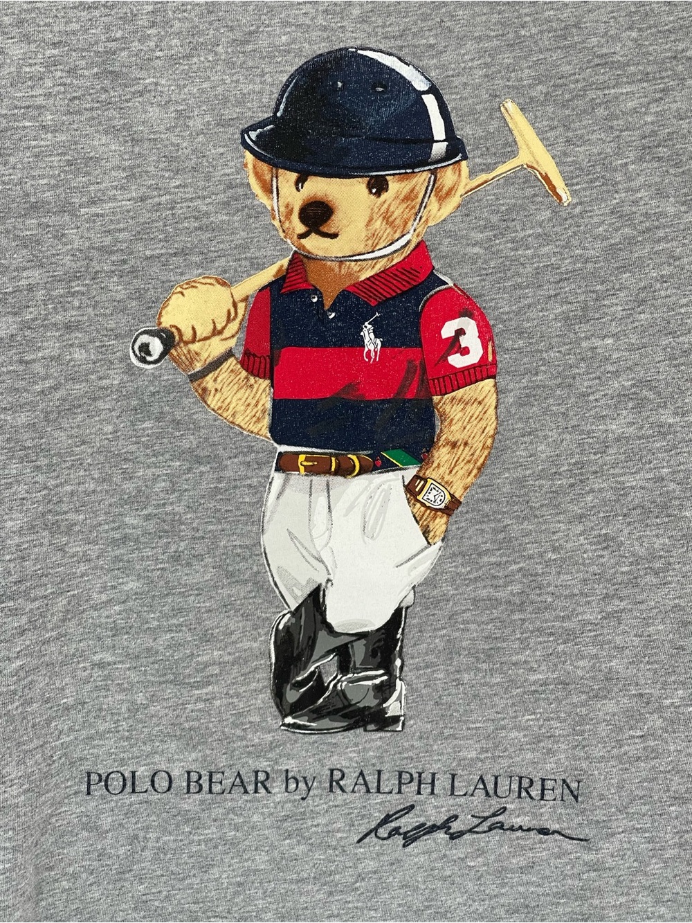 Ralph Lauren Polo Bear Graphic Tee in Grey, Navy & Red BOYS Med 10-12Y EUC